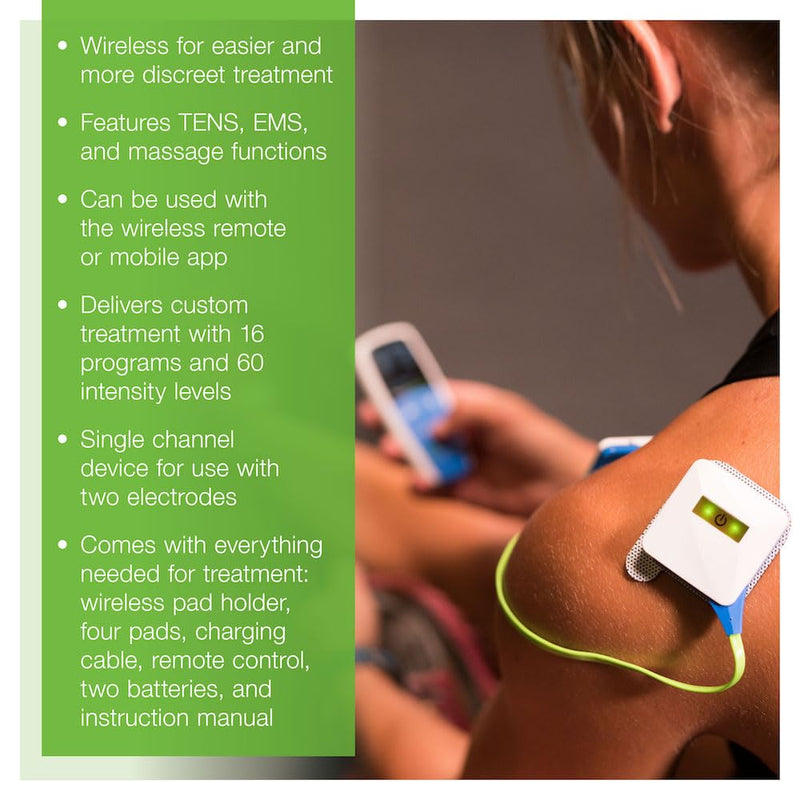[Australia - AusPower] - AccuRelief Wireless Tens Unit and EMS Muscle Stimulator - Includes Pulse Massager - Pain Relief Device with Remote and Mobile App, TENS Machine, TENS Device 