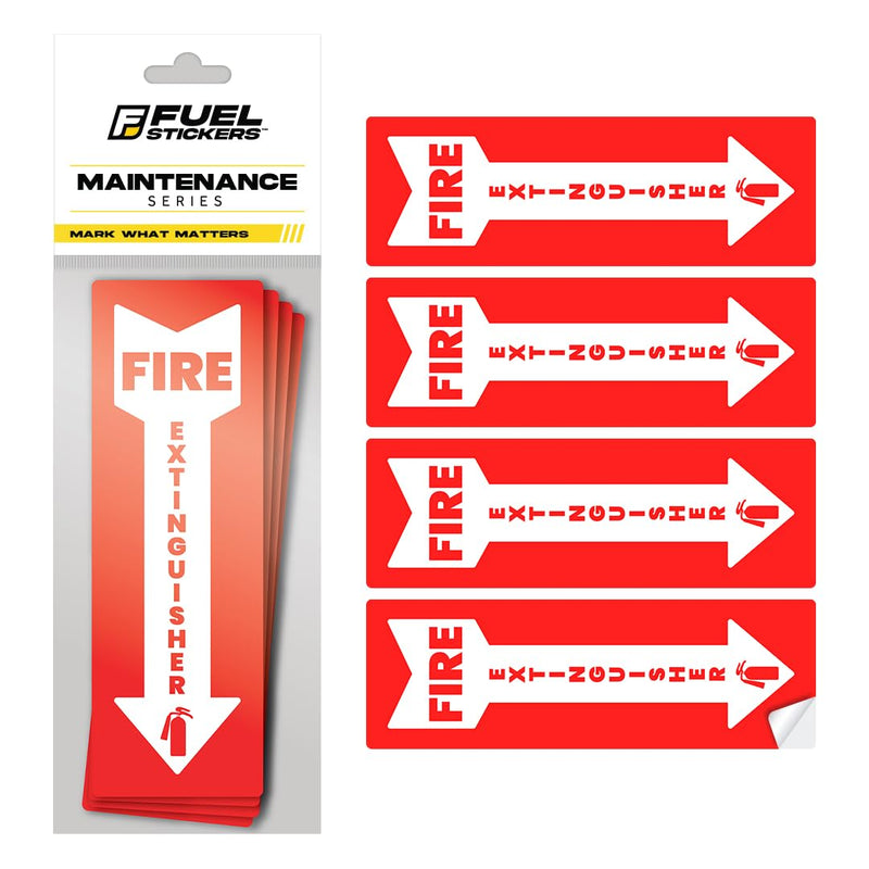Fire Extinguisher Sticker (Vertical) for Commercial and Business Use: Office, Facility, Landlord - High Visibility Fire Extinguisher Sign for Safety and Compliance: Size 6" x 2", 20 Labels Vertical