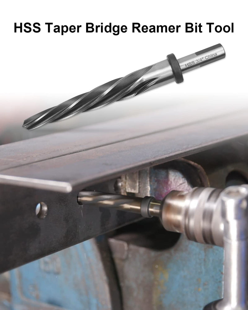 [Australia - AusPower] - 3/4" Drill Bridge/Construction Reamer Bit with 1/2" Shank HSS Taper Chucking Reamer Bit Tool for Steel Metal Wood Alloy Drilling Hole 3/4" 