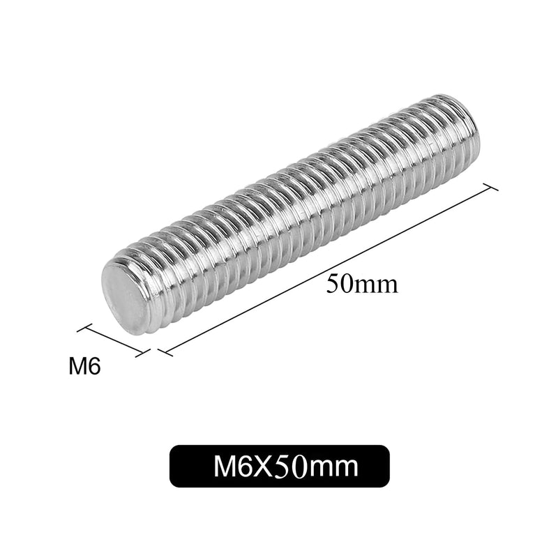 [Australia - AusPower] - Pack of 20 ]M6 x 50 mm Length 304 Stainless Steel Fully Threaded Rod Bar Studs Silver Tone 
