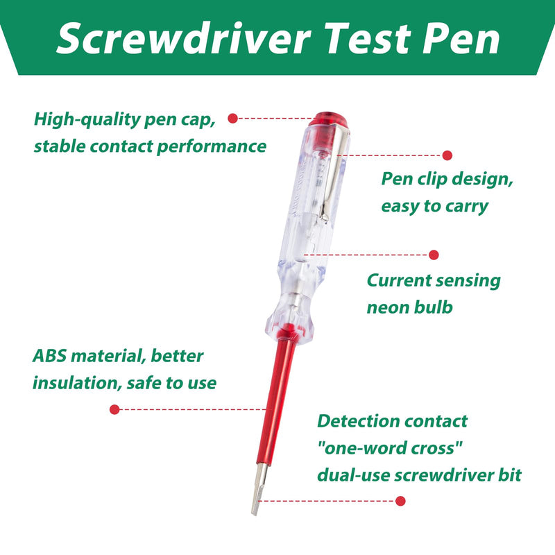 [Australia - AusPower] - 10 Pieces Phase Tester Screwdriver, 100V-500V Voltage Tester Screwdriver, Current Tester, Chamfer Tester, Robust Electrician Screwdriver with Pocket Clip, 135 mm Length, for Household, Construction 