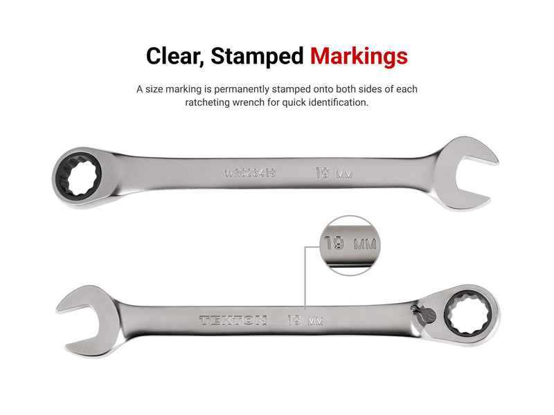 TEKTON 24 mm Reversible 12-Point Ratcheting Combination Wrench | WRC23424 Metric