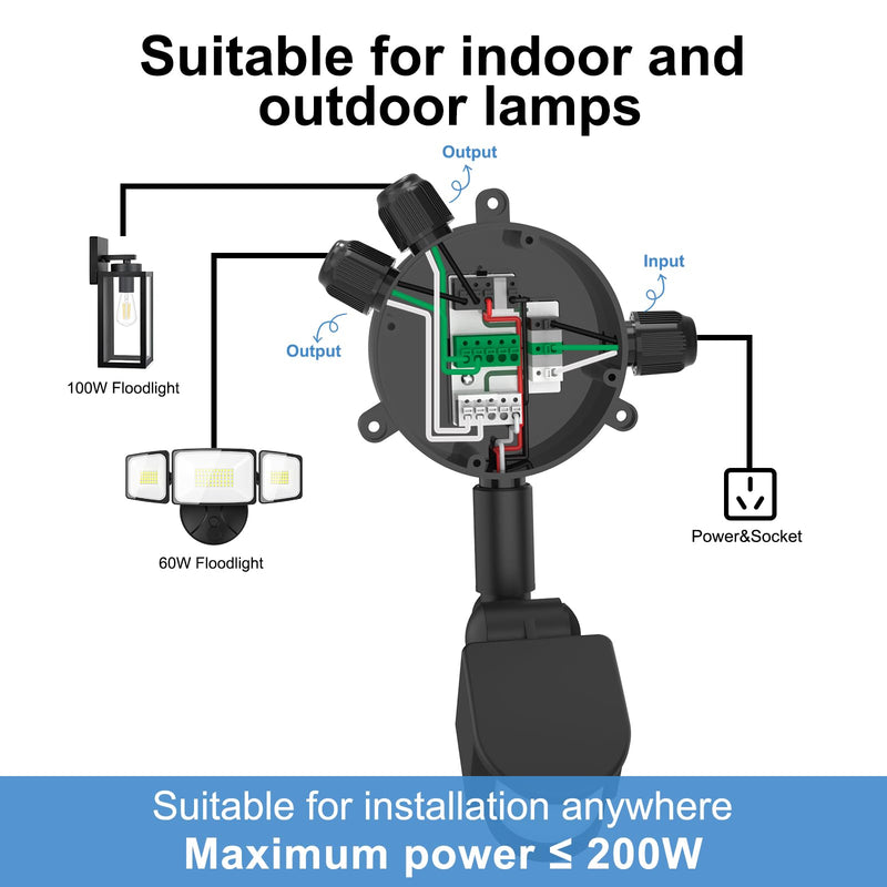 Kekeou Motion Sensor with Junction Box Cable Connector, 160-Degree Replacement Motion Detector for Floodlight, Adjustable Time & Detection Sensitiity Up to 40FT Range, 2 Modes PIR Sensor for any lamps Infrared sensor