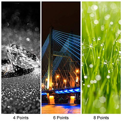 62mm Star Filter 4 Pieces Starburst Lens Filter(4 Points,6 Points,8 Points,12 Points) with Centre Pinch Lens Cap for Canon Nikon Sony Olympus Pentax and Other DSLR Cameras + 4 Slot Filter Pouch 62mm