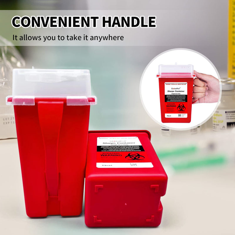 [Australia - AusPower] - Sharps Container 1 Quart, 6 Pack Biohazard Needle Disposal Container Small Syringe Disposal Container, Professional Sharps Disposal Container for Home and Travel Use 