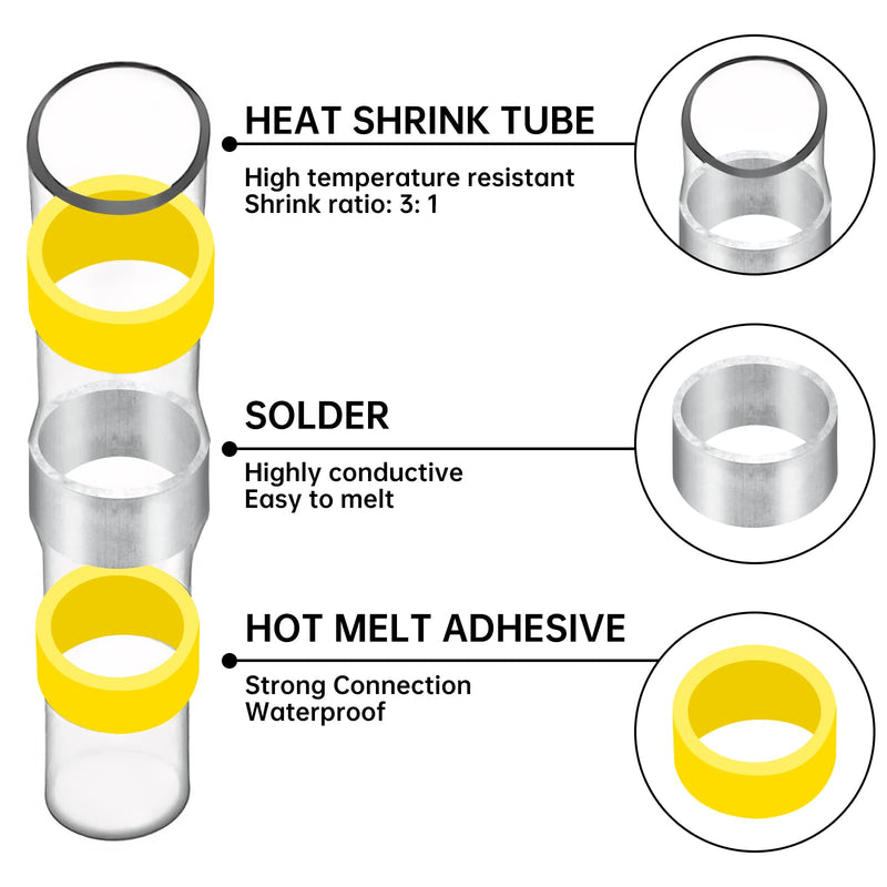 400PCS Solder Seal Wire Connectors with Heat Gun, Solder Stick Wire Connectors Solderstick Waterproof Wire Electrical Connector Kit for Marine (26-6 Gauge) 400PCS Solder Sticks With Heat Gun