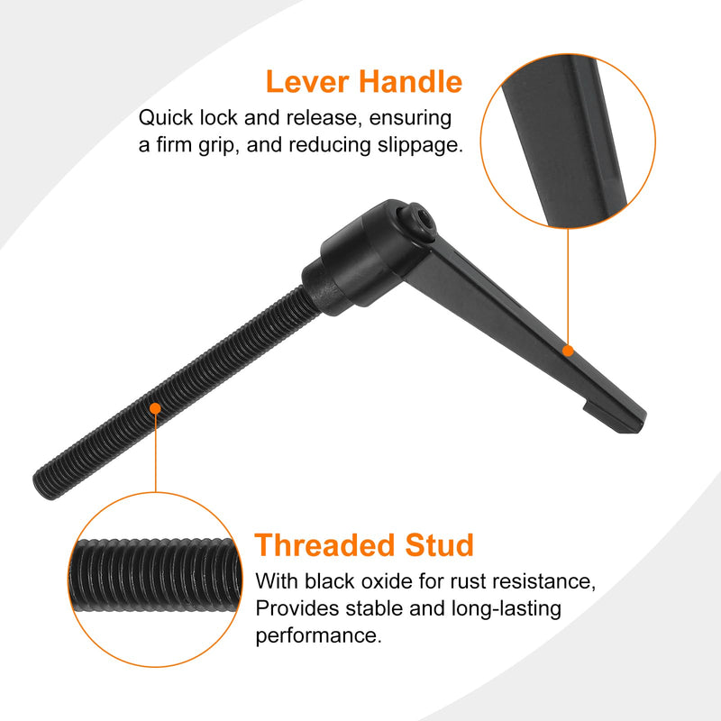 [Australia - AusPower] - uxcell M10 x 100mm Adjustable Knobs Handle Male Thread Push Button Ratchet Quick Release Locking Rotating Bolt for Lathe Machinery, Black 