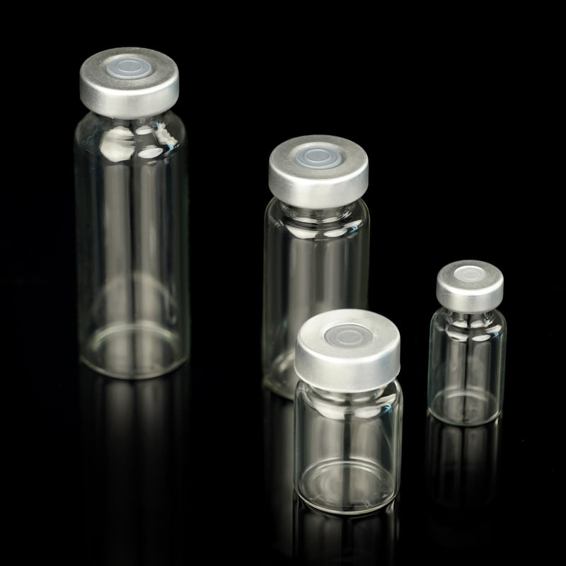 50 Pack 20ml Sealed Sample Vials, Transparent Glass Vials with Self Healing Injection Port 50