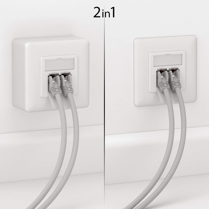 deleyCON CAT 6a Universal Network socket - 2x RJ45 Port - screened - Mounted/Flush - 10 Gigabit Ethernet Network - EIA/TIA 568A&B - White/Plain white | Universal, shielded, surface-mounted or flush-mounted, 10 Gigabit Ethernet network, EIA/TIA 568A&B