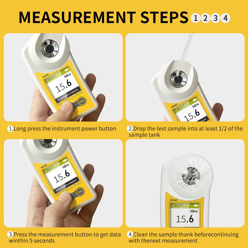 [Australia - AusPower] - Digital Brix Refractometer Flagfront brix Meter Refractometer USB C Charging Automatic Temperature Compensation Brix Refractometer Range 0-55%，±0.1% Precision(English Keyboard) 