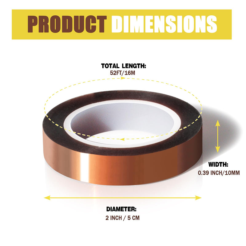 [Australia - AusPower] - 6 Rolls 10mm x16m(52FT) Heat Tape High Temperature Heat Resistant Tape Heat Transfer Tape for Heat Sublimation Press Vinyl,No Residue 