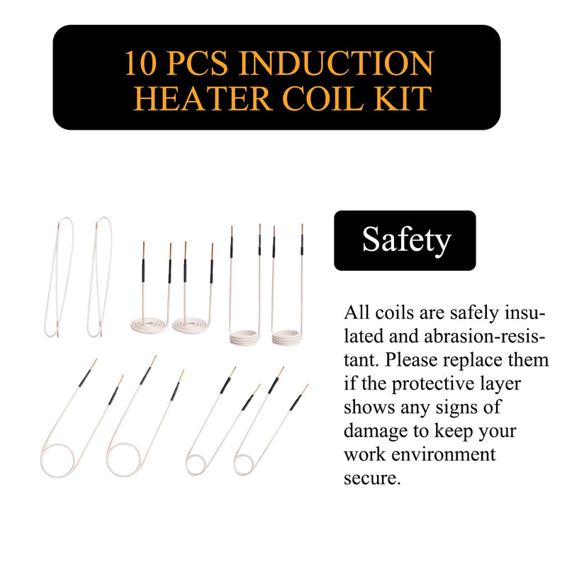 [Australia - AusPower] - Induction Heater Coil Kit, for Magnetic Induction Heater, 10 PCS Induction Coil Kit, 8 Pre-formed Coils & 2 Flexible Free-form Coils, for Removing Rusty Bolts and Nuts 