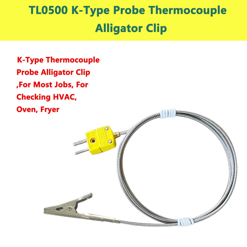 [Australia - AusPower] - K Type Thermocouple Probe TL0500 Alligator Clip Temperature Probe Range -40℉ to 850℉ K-Type Thermocouple Temperature Sensor Probe 