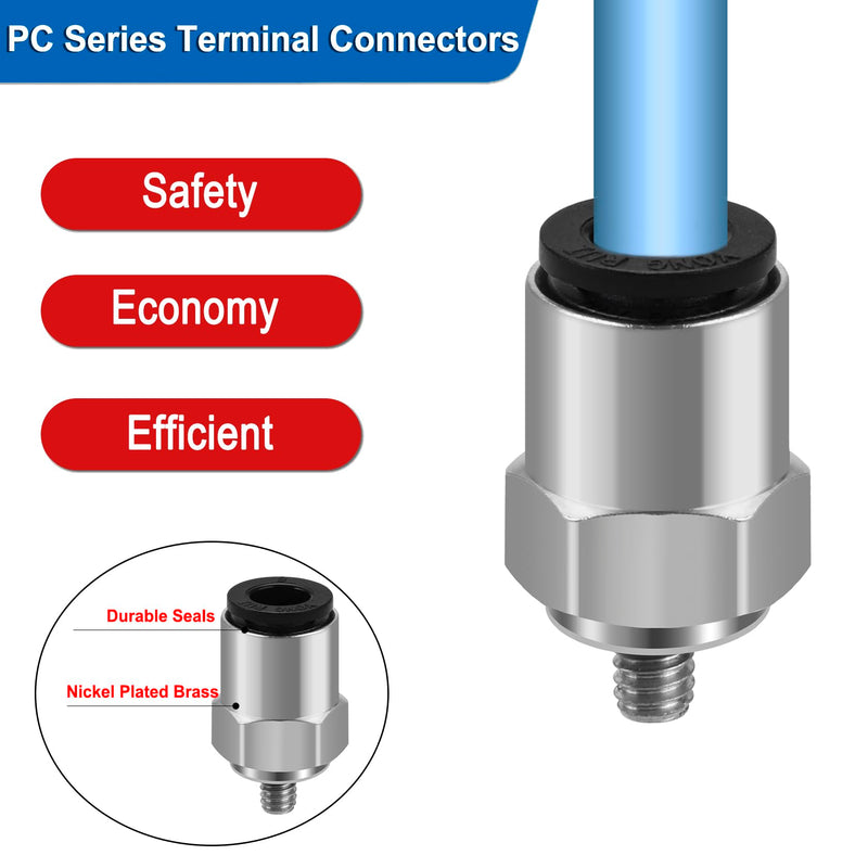 [Australia - AusPower] - Quick Fittings PC6-M5 6mm Push-to-Connect Air Line Fittings Push In Joint Thread Male M5 Pneumatic Connector 10 Pcs 