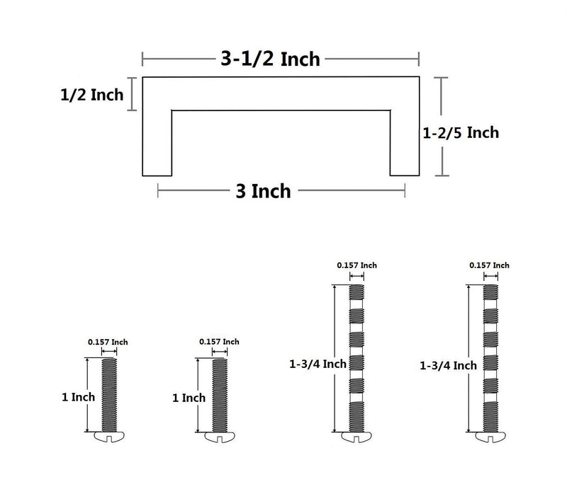 12 Pack Brushed Nickel Square Cabinet Pulls Knobs, 3" Hole Center Silver Kitchen Cabinet Door Handles, Cupboard Cabinet Hardware, Bar Drawer Pulls 3-1/2" Length (3" Hole Center) 12 Pack