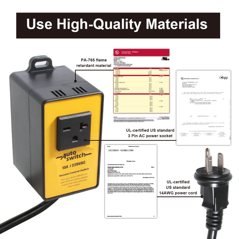 O'SKOOL 220V Wireless Remote Control Dust Collector Starter Outlet Switch (Battery Included)