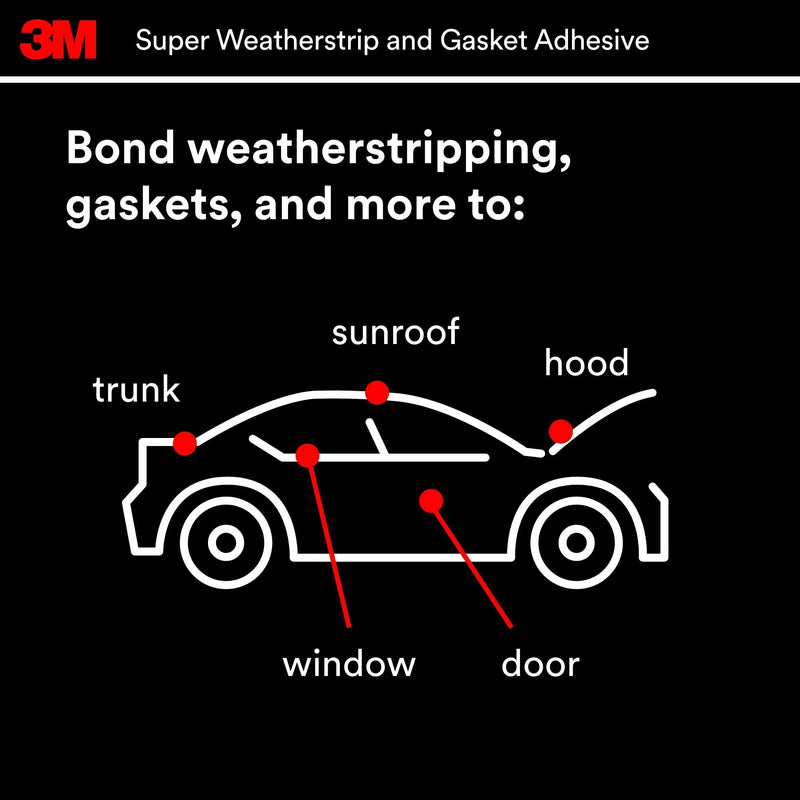3M Black Super Weatherstrip and Gasket Adhesive, 08008, 5 fl oz, 1 Per Pack 5 fl. oz.