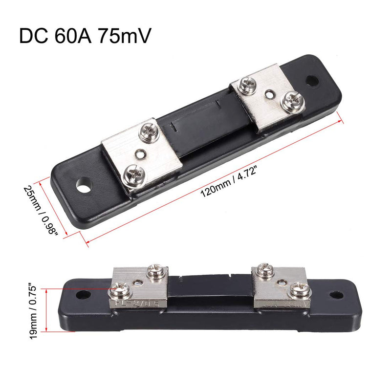 [Australia - AusPower] - uxcell Shunt Resistor 60A 75mV for DC Current Ammeter Analog Panel Meter External FL-2 Shunt Resistance Divider 