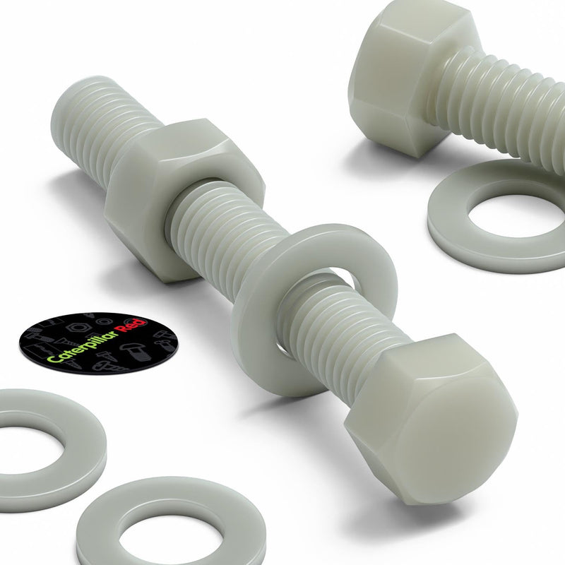[Australia - AusPower] - 10 x Glass Filled Reinforced, Super Nylon Hex Head, M10 x 70mm, Machine Screws, Plastic Nuts and Bolts, Washers, (25/64 x 2 3/4 in) 