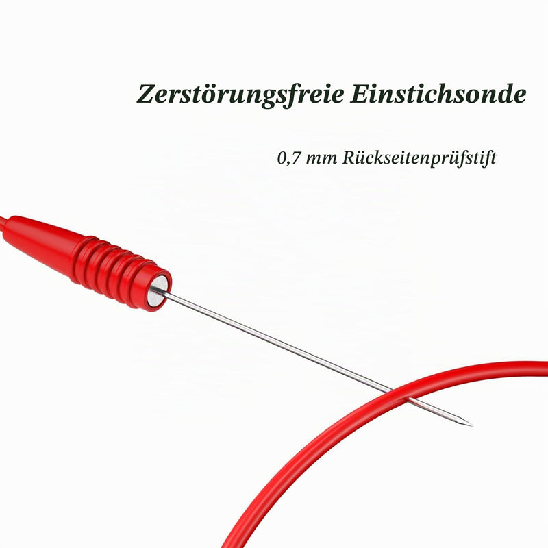 Test Probe Extension Test Leads Pack of 2, Red & Black | 2 mm socket to stainless steel, 20 cm test probe cable, for multimeter, electrical testing P1046