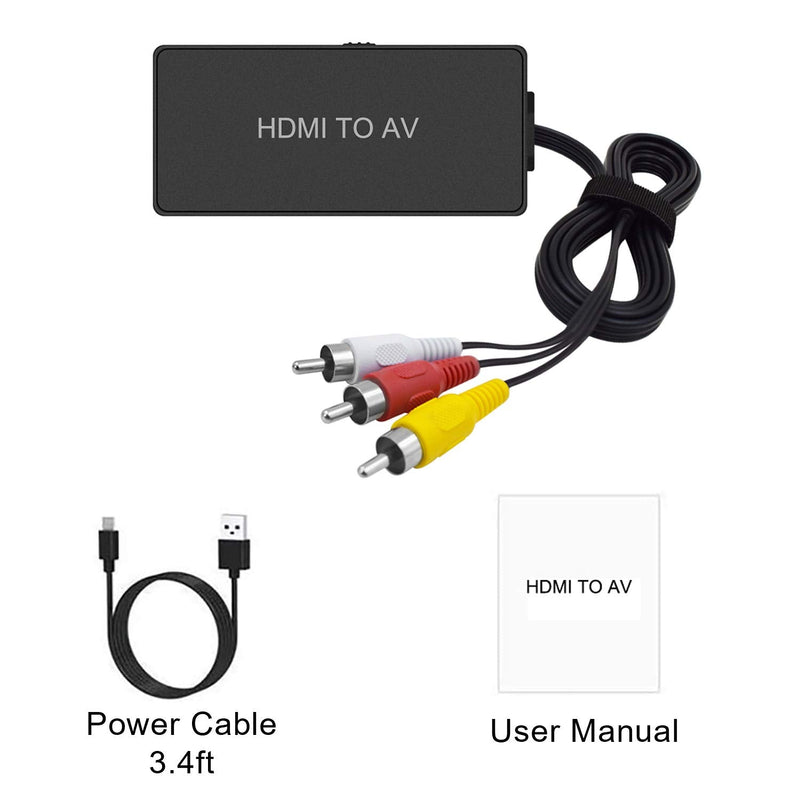 [Australia - AusPower] - HDMI to AV Converter HDMI to RCA Composite Converter Adapter, Support PAL/NTSC, Support 1080P, Compatible with Roku/Fire Sitck/PS4/Xbox/Spectrum Box/Old Sanyo TV/Old LG TV/Old CRT ect. 
