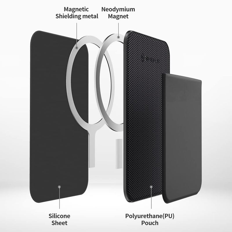 [Australia - AusPower] - Sinjimoru Stretchy Magnetic Phone Wallet, Magnetic Card Holder for Back of Phone as Phone Wallet for MagSafe Wallet Compatible with iPhone 15 14 13 12 Series. M-Basic Black 