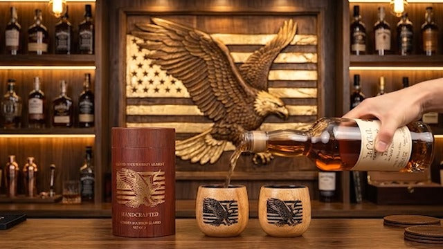 Charred Oak Wooden Bourbon Drinking Glass 2-Pack, 11oz Handcrafted Whiskey Glasses, Wooden Old Fashioned Glass, Perfect Bourbon Gifts for Men, Dad, Brother & Whiskey Enthusiasts