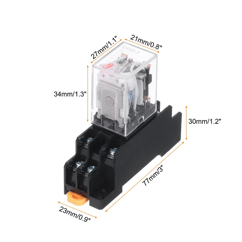 MECCANIXITY 6 Set AC24V Electromagnetic Power Relay 8-Pin AC/DC DPDT 2NO+2NC Relay Coil with Socket Base for Industrial, Home Appliances and DIN Rail System with LED Indicator