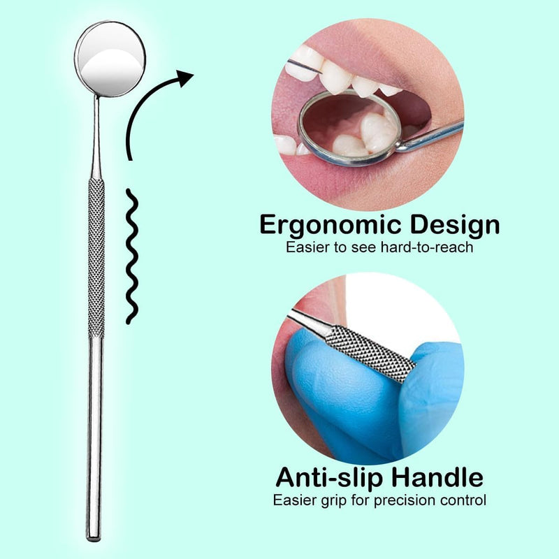 YSCARE Dental Mouth Mirror Mouth Tooth Mirror Size 5 Inspection Mirror Dental Care Set T Oral Care Mouth Control Stainless Steel (Single Mirror) Einzelspiegel