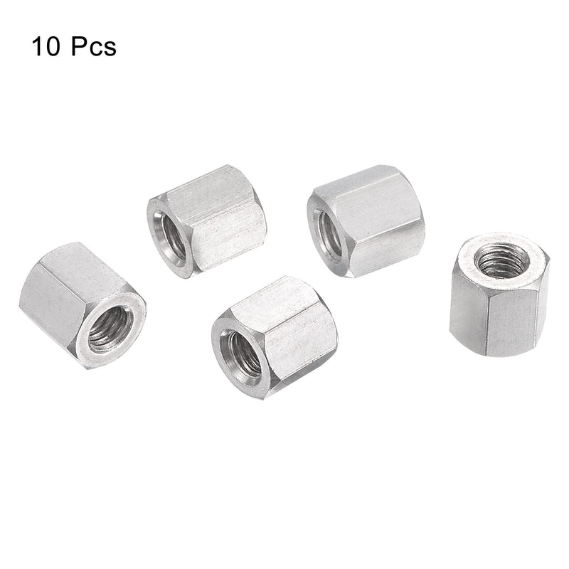 [Australia - AusPower] - uxcell M6 x 1.0-Pitch 20mm Length 304 Stainless Steel Metric Hex Coupling Nut, 10-Pack M6 x 20mm 
