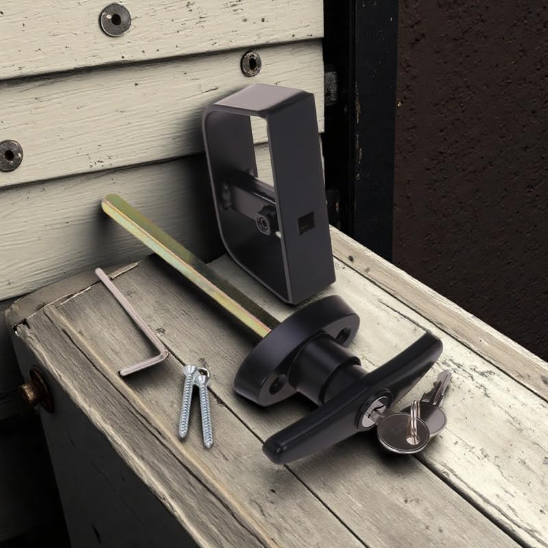 6" T-Handle Shed Door Lock Handle with Lock Keyed Alike Garage t Handle Shed Latch Hardware Locking Handle Lock T-Handle Lock with 8 Keys & Allen Wrench (2kits) 6" T-Handle Lock 2kits