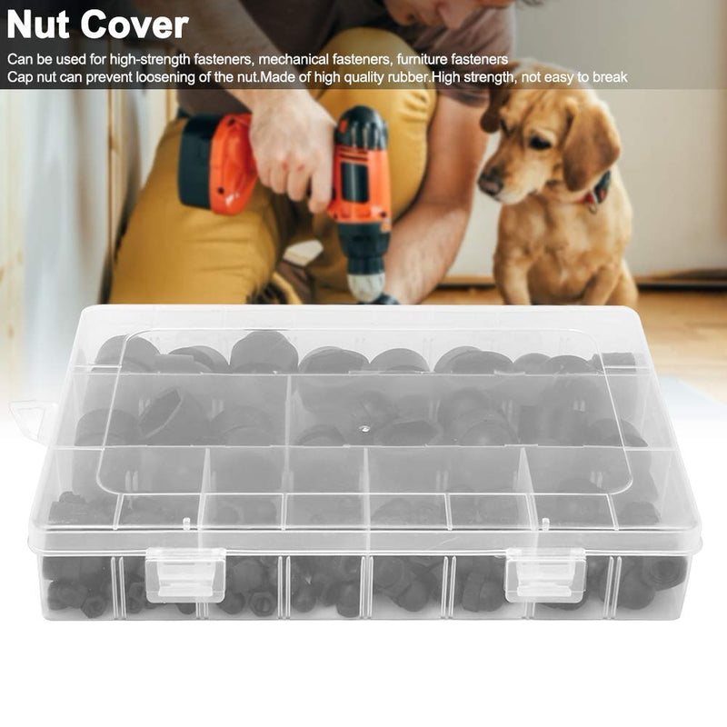 [Australia - AusPower] - Rubber End Caps, Bolts Cap, Hex Nut Dome Cover 145pcs Black Rubber Hex Nut Cover Bolts Protection Cap Rubber Nut Cover M4 M5 M6 M8 M10 M12 Hardware Fasteners Plastic Nut Caps 