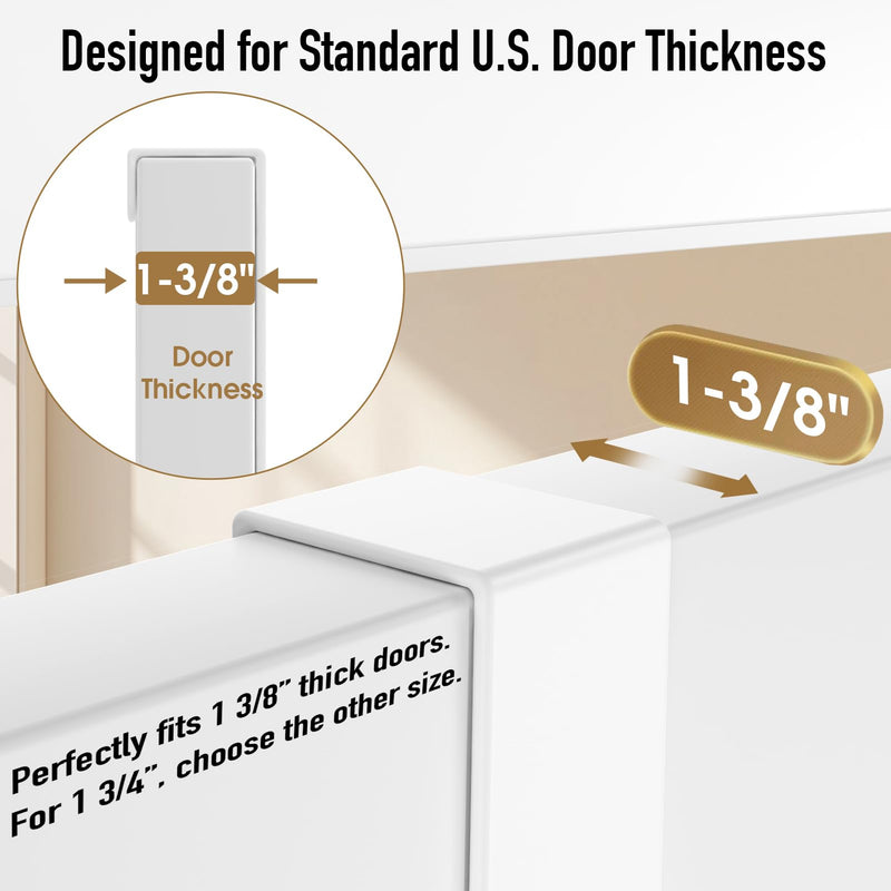 [Australia - AusPower] - KitchLife Over The Door Hooks Hanger with 7 inches Extended Arms, Tool-Free Assembly, Fits 1 3/8" Doors, F18U, Bathroom Towel Rack Organization, Thickened 6-Double Hook, Glossy White Fits 1 3/8" Doors with 7" Arms 