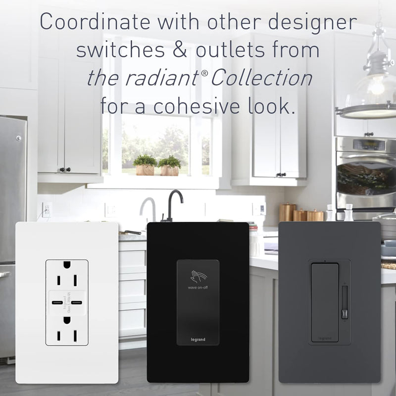 Legrand radiant TM8USB4WCCV4 Decorator Outlet Quad USB Charger, 4.2 Amp Multi Port Charging Station, White (1 Count)