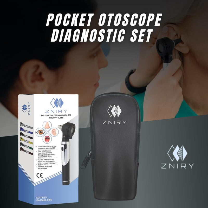 [Australia - AusPower] - Fiber Optic Mini Otoscope - Ear Scope with Light for Infection Detection, Wax Removal, and at-Home ENT Exams (Black Color) 