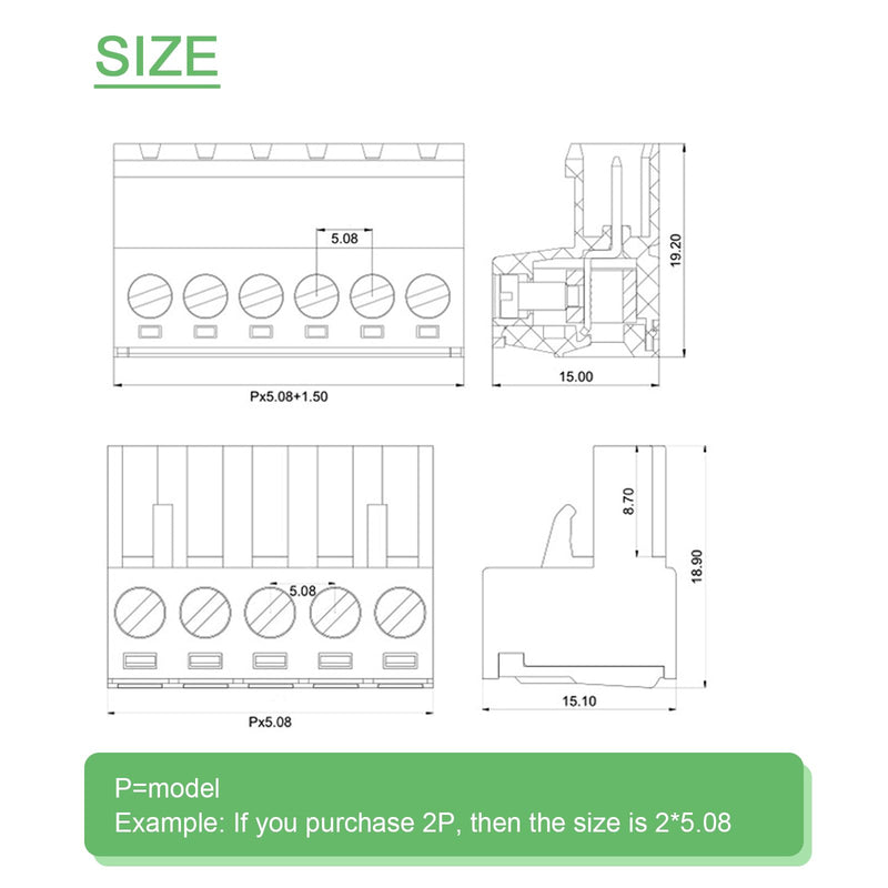 [Australia - AusPower] - 25Set 5.08mm Pitch Screw Terminal Block Connector Pluggable (2Pin 3Pin 4Pin 5Pin), for Phoenix Plug for 28-12AWG Cable 