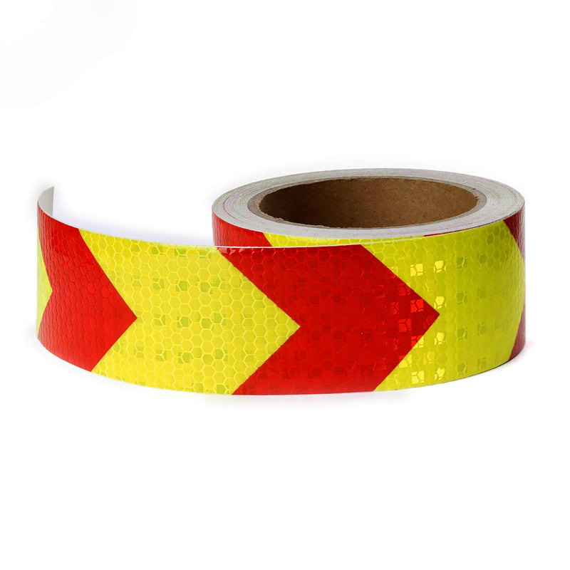 AISEY Reflective Tape Waterproof High Visibility Red & Yellow, Industrial Marking Tape Heavy Duty Hazard Caution Warning Safety Adhesive Tape Outdoor 2 Inch by 150 Feet 2" X 150FT