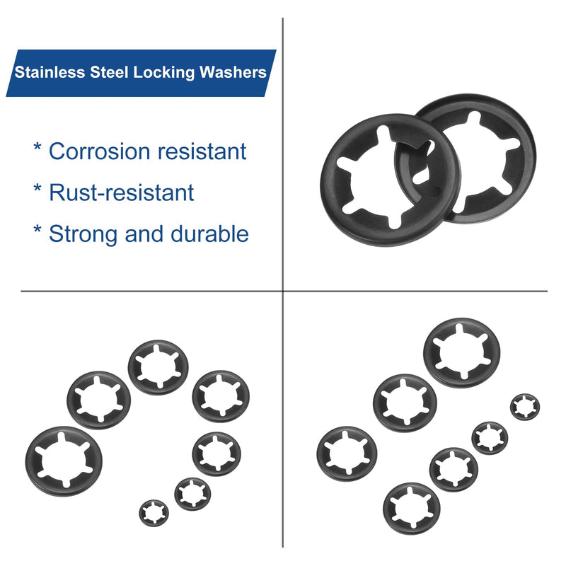 [Australia - AusPower] - uxcell 30pcs Internal Tooth Star Lock Washers M14 Push on Retaining Clips Quick Speed Locking Washers, 65Mn Steel Starlock Push Nuts Black 30 
