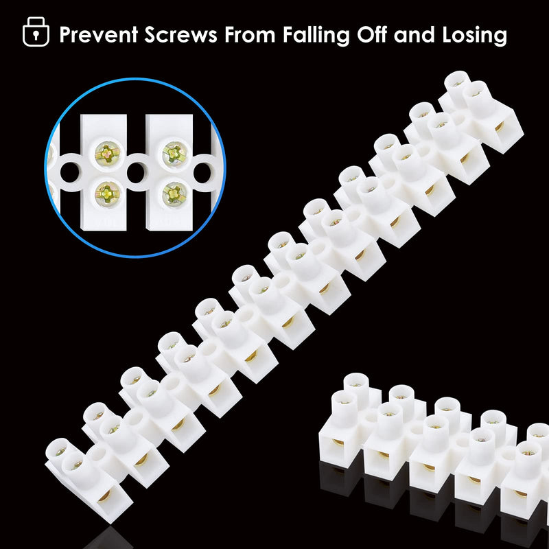 [Australia - AusPower] - ERKOON 10/20 Pack Terminal Block, 12-Position Dual Row Terminal Strip Screw Terminal Electric Barrier Block for Small Home Projects and Electrical 10Amp 360V (10) 
