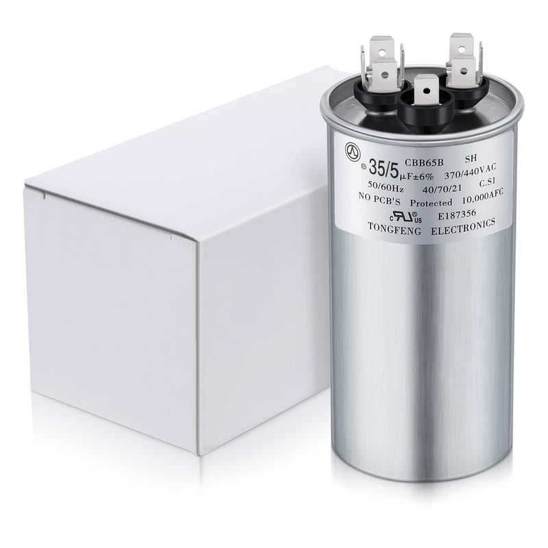 [Australia - AusPower] - 35+5 MFD 35/5 uf ±6% 370V or 440V VAC Dual Run Round Capacitor, 35 5 Start Capacitor for AC Air Conditioning Unit, Condenser Straight Cool or Heat Pump 1 