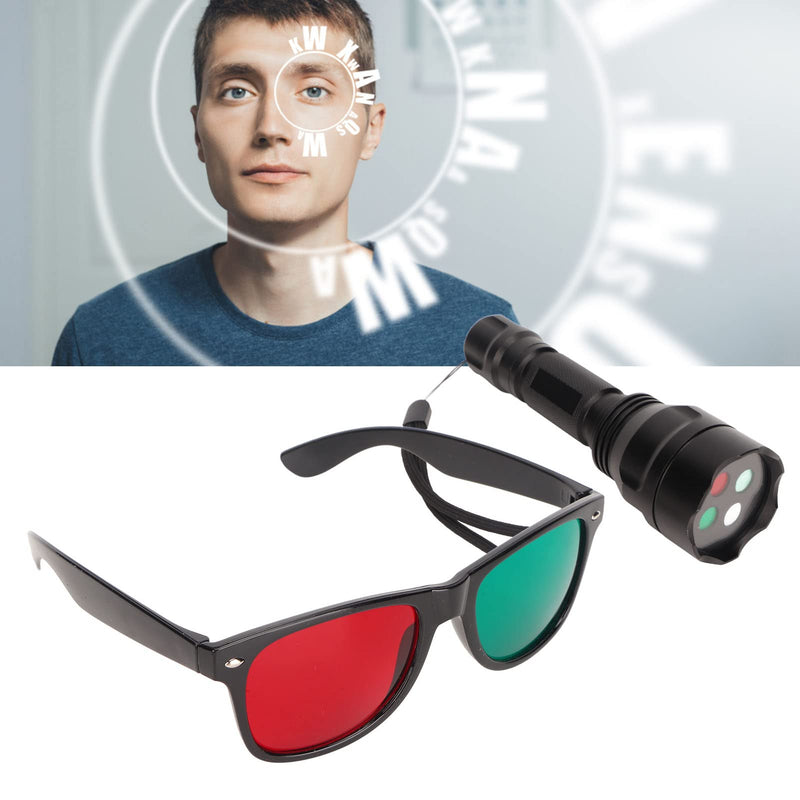 [Australia - AusPower] - Flashlight Red Green Ophthalmic Portable Metal Worth 4 Dot Test Light with Red Green Glasses for Ophthalmologists, Glasses 4 Cushions Optometrists for Eye Examination Ophthalmic 