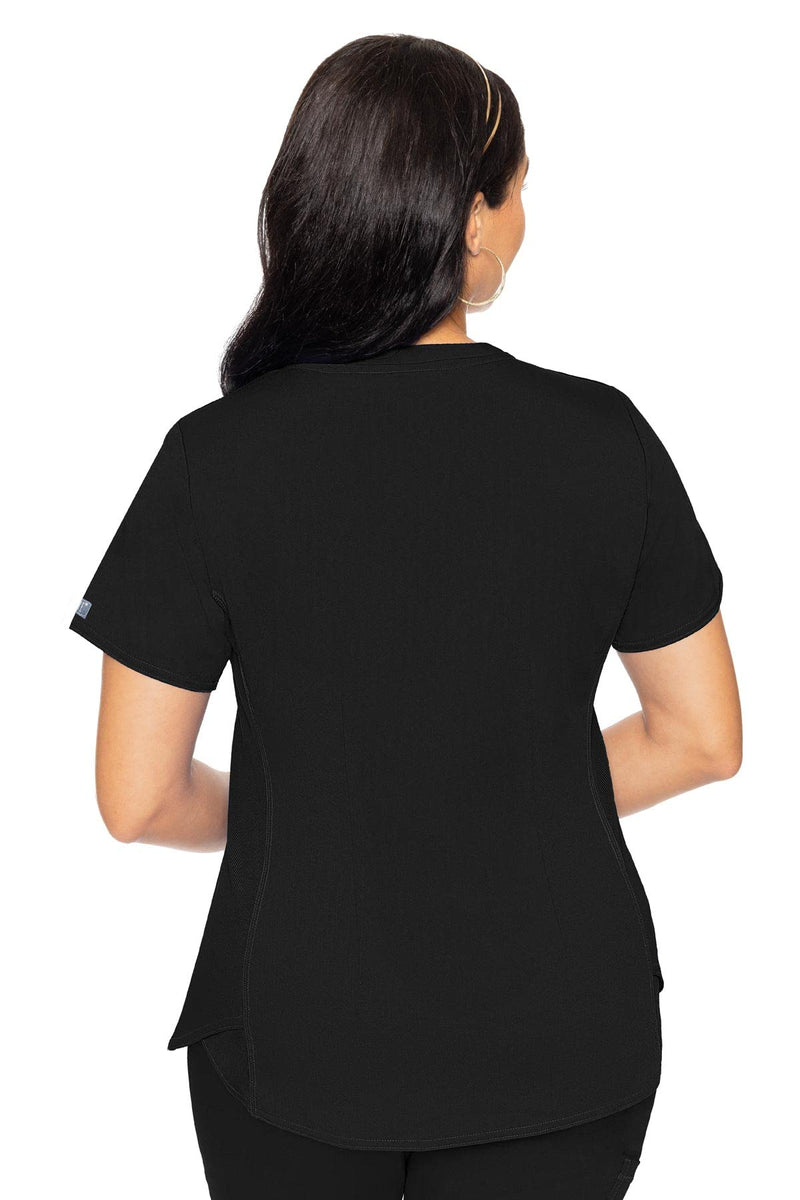 [Australia - AusPower] - Med Couture Touch Women's V-Neck Shirttail Top Large Black 