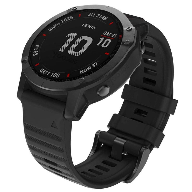 [Australia - AusPower] - Quick Easy Fit Watch Band for Garmin Fenix 6X Pro/Sapphire,26mm Soft Non-allergenic Silicone Sport Waterproof Wristband Strap for Garmin Fenix 5X/5X Plus,Fenix 3,Quatix 3,Tactix Bravo(Black) 