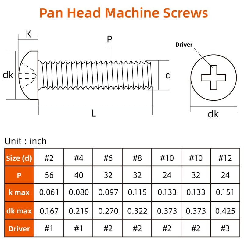 [Australia - AusPower] - 8-32 x 1/2" (1/4" to 3" Available) Pan Head Machine Screws, Full Thread, 304 Stainless Steel 18-8, Black Oxide, 100 PCS 8-32 x 1/2" 