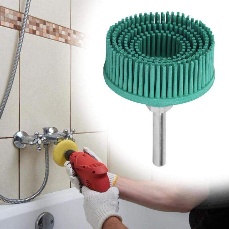 Bristle Disc with Connecting Rod, Drill Accessories for Metal Fine Processing Cleaning Polishing Grinding Deburring Removal of Rust Scratches (Green 50#)