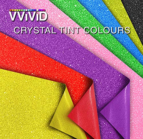 VViViD DECO65 Colorful Crystal Tint Transparent Frosted Crafting Adhesive Vinyl Film 12 Inch by 48 Inch Roll w/ 12 Inch by 24 Inch Sheet of High-Tack Transfer Paper (Gold Yellow) Gold Yellow