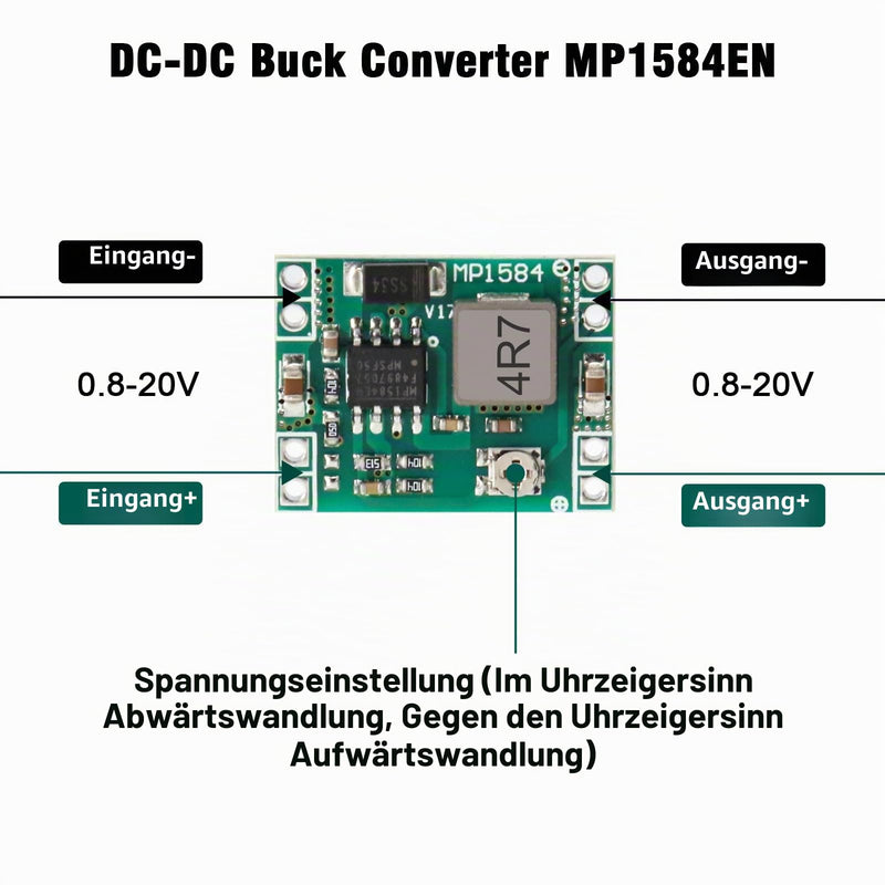 Pack of 10 Mini Step Down Converter Module, QIQIAZI DC-DC Buck Converter MP1584EN 4.5-28V to 0.8-20V DC-DC Converter Module, 24V to 12V 9V 5V 3V Step Down Adjustable Converter