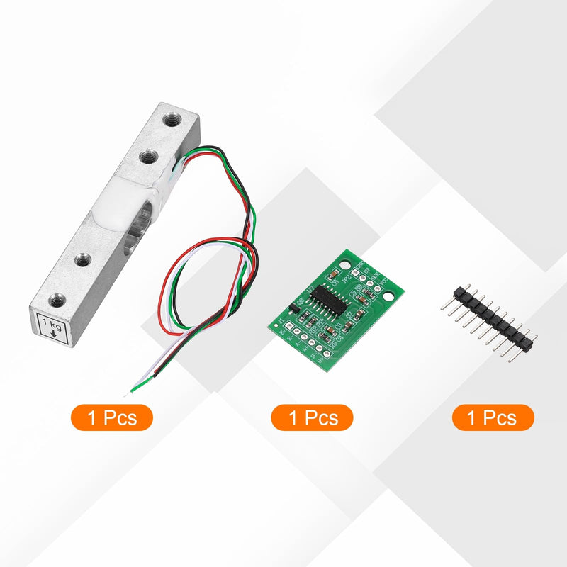 QUARKZMAN Digital Load Cell Weight Sensor 1 kg HX711 Module Weighing Sensor Set of 4 | 24 Bit Precision A/D Dual Channel, 20 x 33 mm, for DIY Portable Electronic Kitchen Scale Kit
