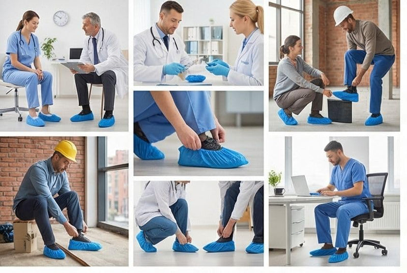 Blue Shoe Covers, Disposable Non-Slip Overshoes, Shoe Covers, Rain Covers, Rain Shoe Protector, Bicycle Overshoes, Waterproof Shoe Cover, Overshoes (30, 40 x 15 cm) 30 40x15cm