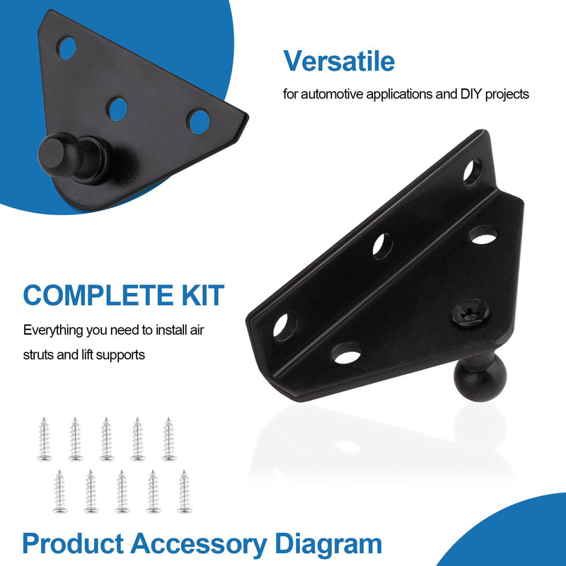 [Australia - AusPower] - 10mm Ball Stud Bracket, Gas strut mounting Brackets,Ball Stud Mounting Brackets for Lift Supports Shocks Spring Prop, Gas strut Mount, Lifting Bracket, Set of 4, Black 